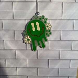 Green Smiley Face Holiday Ornament